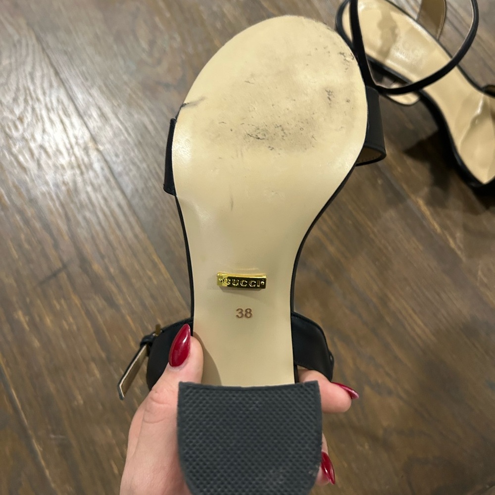 Gucci Marmont Leather GG Block-Heel Sandals - Picture 6 of 10